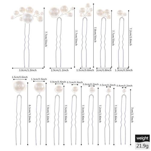 12 Pieces Bridal Wedding Hair Pins Handmade Pearl Bridal Hair Accessories for Brides Women Girls Silver - color: Silver