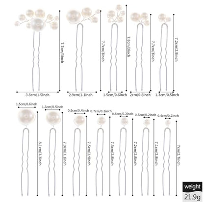 12 Pieces Bridal Wedding Hair Pins Handmade Pearl Bridal Hair Accessories for Brides Women Girls Silver - color: Silver