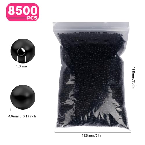 8500PCS Black Beads for Jewelry Making 4mm Small Seed Beads Bulk | Round Spacer Beads with Holes for Bracelet Necklace Earrings Crafting - color: black(4mm)