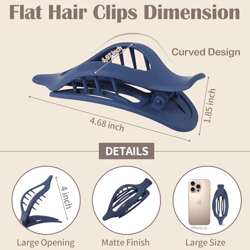 8 Pack French Flat Hair Clips, Non-Slip Large Hair Clips for Women, Matte Neutral Flat Hair Claws for Thick Thin Hair - color: Flat Hair Clips