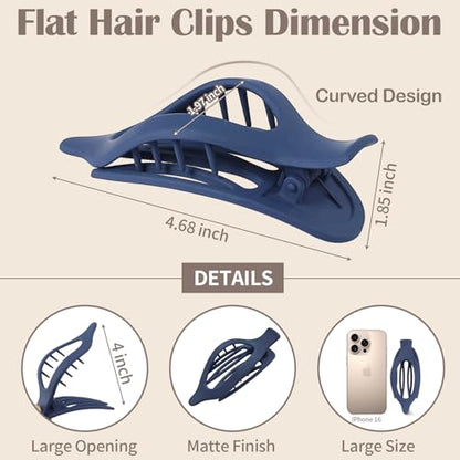 8 Pack French Flat Hair Clips, Non-Slip Large Hair Clips for Women, Matte Neutral Flat Hair Claws for Thick Thin Hair - color: Flat Hair Clips