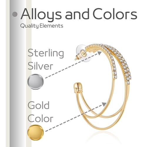 Kruckel Hoop Earrings Gold Earring for Women Round Crystal Cubic Zirconia Wedding Jewelry Birthday Gift Retirement Dangle Cute Dangling Big Large Long