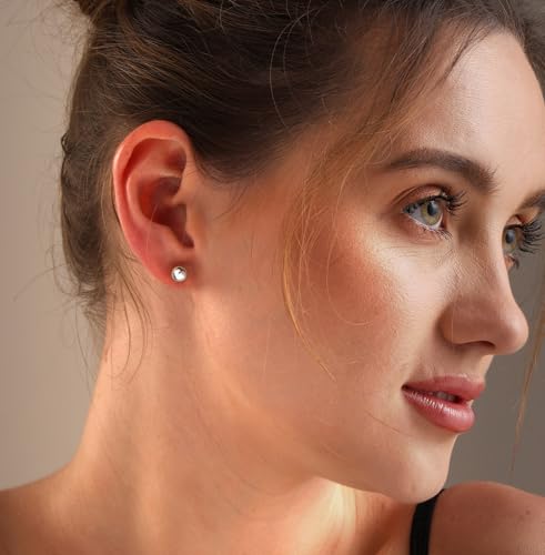 Charmsy 925 Sterling Silver Ball Post Stud Earrings for Women | Round Hammered Lightweight Disco Classic Ball Stud Earring for Women Teen | Sizes 3mm-11mm - style: 4mm-Classic