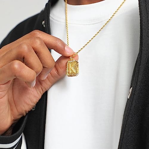ASUWISH Gold Initial Necklaces for Men and Women, 18K Gold Plated Letter A-Z Cross Pendant with Adjustable Rope Chain, Letter Necklace for Women and Men - color: J, style: Gold