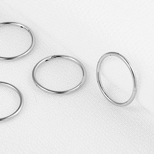 4Pcs 16G 18G 20G Surgical-Steel-Piercing-Ring-Nose-Rings-Hinged-Hoop-Earrings,6mm 8mm 10mm 12mm Seamless Stainless Steel Clicker Eyebrow Septum Piercing Hoop,Sliver Black Gold Rose Gold Rainbow Body Jewelry Set - color: 20G 8mm Silver