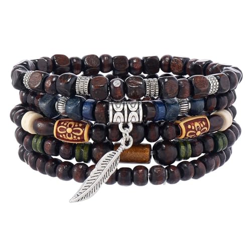 Wood Bead Necklace Africa Wooden Chain Statement Unisex Chunky Necklaces - color: 5 Wooden bracelet-20
