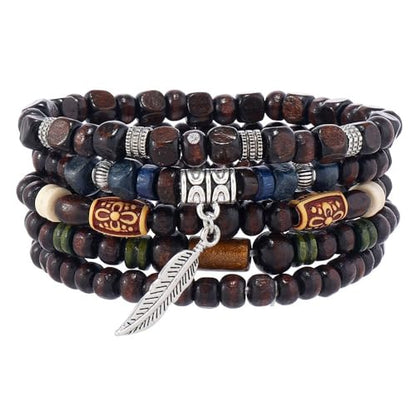 Wood Bead Necklace Africa Wooden Chain Statement Unisex Chunky Necklaces - color: 5 Wooden bracelet-20