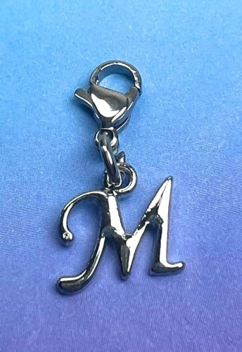 Initial Italic Cursive Stainless Steel Clasp Clip on Charm Graduation Cap Tassel Event Party Invitation Card Baby Shower Birthday Thank You Celebration Personalized Congratulations Choice of 26 Letters - style: Letter M