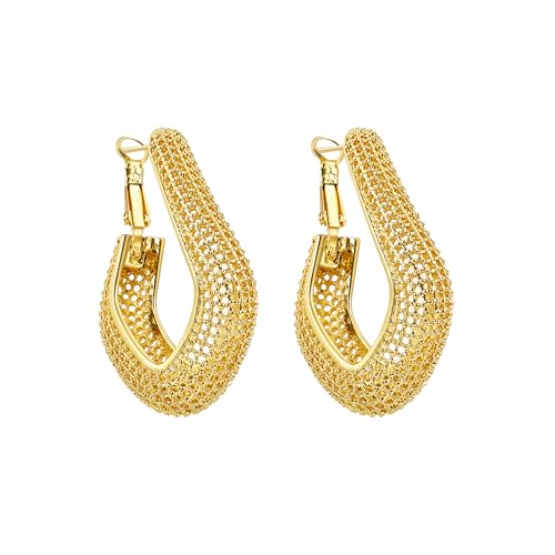 Gold/Silver Hoop Earrings For Women Trendy,Chunky/Big/Thin/Medium/Oval/Thick/Twist Multi-Colored Zirconia Dangle Huggie Rainbow CZ Amber Resin Hoops, Lightweight Birhtday Fashion Jewelry Gift. - color: A12 ( Openwork Square Hoops)