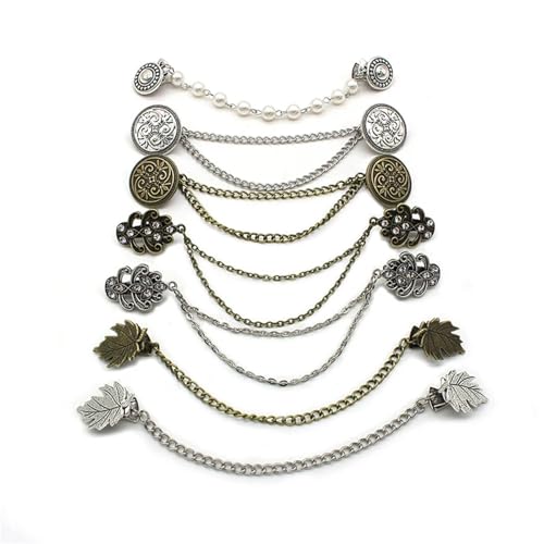Vintage Sweater Clips 30pcs Vintage Sweater Shawl Chain Clips Men's Cardigan Collar Shirt Dresses Brooch for Women Girls Gifts - color: Mixed