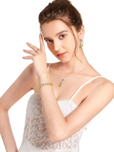 Wedding Jewelry Set for Women Gem Necklace Earrings Bracelet Luxury Jewelry Set Birthday Valentine's Day Mother's Day Christmas Prom Jewelry Gift - color: KKJ-4-Yellow