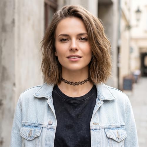 PAGOW Tattoo Choker Set, Stretchy 90s Choker Necklace, Adjustable Retro Y2K Gothic Grunge Chokers Jewelry Accessories - color: Black,12Pcs
