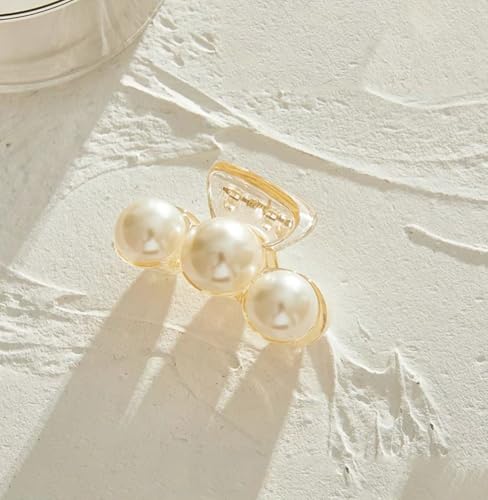Small Hair Clips Three Pearl Hair Clip for Women Hair Claws Hairpin Small Hairpins Cute Hair Claws for Half Hair Acrylic Hair Claw Clips Mini Hair Clips Cute Clips Fashion Hair Accessories 1PCS - color: Three Pearl