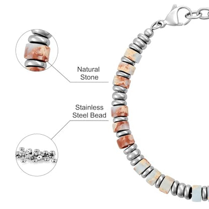 SIUMAL Mens Bracelet, Boho Stainless Steel Bracelets for Men, Beaded Bracelets, Jewelry Gifts for Husband, Father, Friends - color: Colorful
