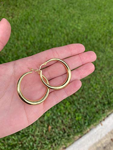 Silver Oval Hoop Earrings for Women 14K Gold Plated Hoop Earrings | Hypoallergenic Lightweight - color: B-14K Gold