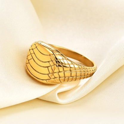 PCY Stainless Steel Gold Plated Men Women Band Ring - color: 13mm Gold TY