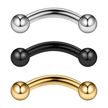Ruifan 14G 5/16 Inch Stainless Steel Curved Eyebrow Rings Petite Belly Rings Body Jewelry Piercing Set 3mm Ball - color: 3PCS - Style 1#