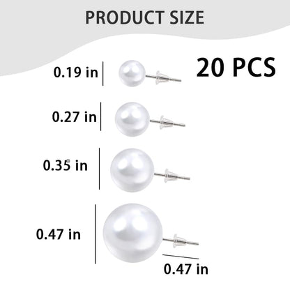 Pearl Stud Earrings for Women Elegant Trendy Round Cubic Zirconia Earrings Studs Pearl Cz Studs Earring for Women - color: white