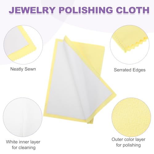 PATIKIL 9.8"x12.6" Jewelry Cleaning Cloth, 2 Pack Double-Sided Fleece Polishing Cloth for Gold, Silver and Jewelry, Yellow - color: Yellow, size: 9.8"x12.6"
