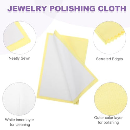 PATIKIL 3.2"x3.2" Jewelry Cleaning Cloth, 2 Pack Double-Sided Fleece Polishing Cloth for Gold, Silver and Jewelry, Yellow - color: Yellow, size: 3.2"x3.2"