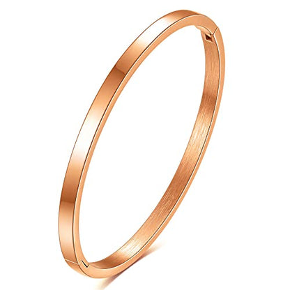 MYNENEY Womens Bracelets Stainless Steel Pave Cubic Zironia Stackable - color: 4mm-Rose Gold, size: 7 Inch