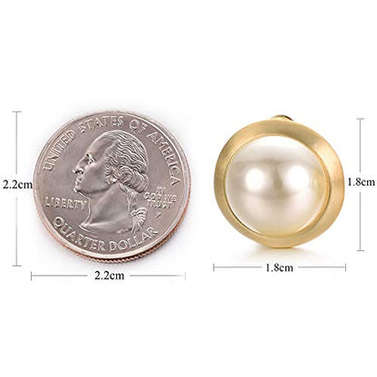 Yoursfs Clip on Earrings for Women Round Faux Pearl Earrings Clipon 18K Gold Plated Non Pierced Earring Jewelry - color: Ivory