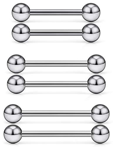 16G 14G 12G Titanium Tongue Rings Nipple Piercings Externally/Internally Threaded G23 Hypaollergenic Nipple Tongue Barbells Piercing Jewelry for Women Men 12mm 14mm 16mm 19mm Bars - style: 16G-12mm 14mm 16mm Bars-Externally Threaded