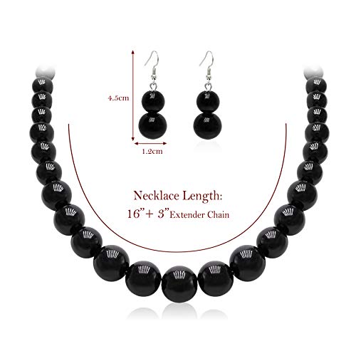 Cryshimmer Pearl Choker Necklace for Women Faux Pearl Beads Strand Necklace Earring Set Costume Jewelry,Gift for Wife Mother - color: Black