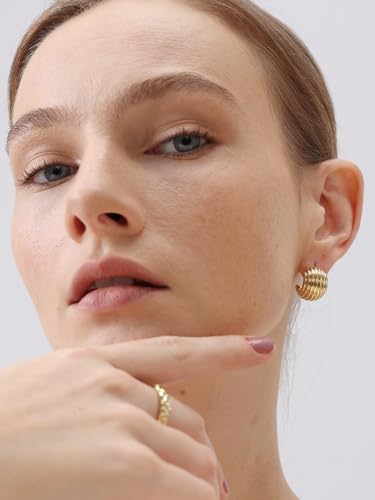 Green Crystal huggie gold hoop earrings for women Girls,14K Gold Plated with 925 Sterling Silver Post color Cubic Zirconia dainty cute Earrings| CZ Stud Earring - color: Kayla Gold
