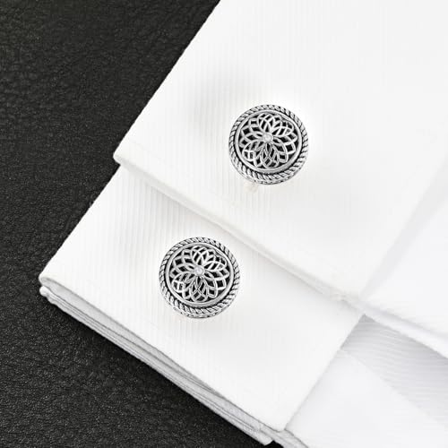Cuff Links Mens, Cufflinks for Men, Men's Cuff Links for Wedding, Business, Father's Day, Gift for Men, 18K Gold Plated with Luxury Wooden Gift Box - style: Silver with Diamond