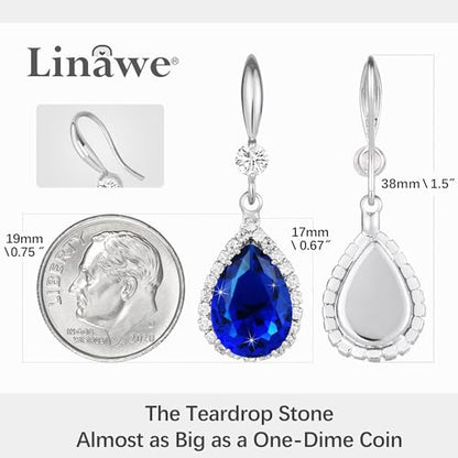 Linawe Imitation Diamond Dangle Earrings for Women Trendy, Rhinestone Drop Chandelier Earrings, Teardrop Crystal Cubic Zirconia Wedding Jewelry Set, 14K Gold/Rose Gold/Silver Tone - color: Silver,Sep