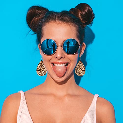 Leopard Print Fashion Leather Teardrop Ear Rings Brown Leopard Spotted Skin Cheetah Fur Leather Leaf Earrings Jewelry For Women Friends - color: Leopard Print