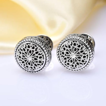 Cuff Links Mens, Cufflinks for Men, Men's Cuff Links for Wedding, Business, Father's Day, Gift for Men, 18K Gold Plated with Luxury Wooden Gift Box - style: Silver Cufflink