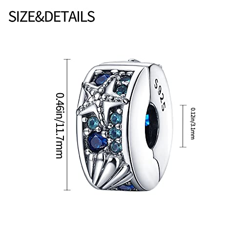 Gold Clip Stopper Charms for Pandora Bracelets Spacers Bead Charms Packs Jewelry Gift for Women - color: Ocean-2 Packs