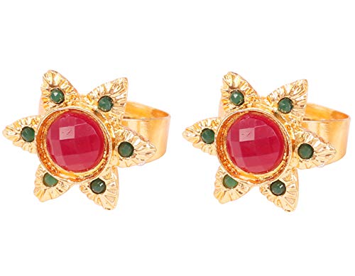 Touchstone Indian anklets for women gold silver payal set jewelry simple jhanjar bollywood handcrafted pretty stylish designer paazeb - style: TE D010 Red & Green