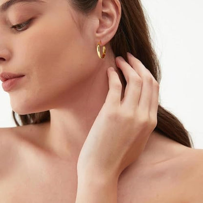 3mm Wide Large Hoop Earrings for Women Hypoallergenic 925 Sterling Silver Post Gold Earrings Lightweight Silver Hoop Earrings Oversize Big Gold Hoops 30/40/50/60MM - color: Gold, size: 20mm
