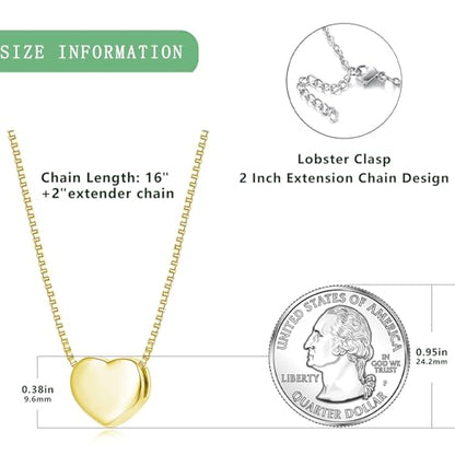 925 Sterling Silver Dainty Necklaces for Women Pendant Jewelry Gift for Her | Hypoallergenic Ocean Animal Love Cherry Blossom Jewelry, Ideal Valentine Birthday Christmas Graduation Gift for Wife Mom - color: Golden Heart