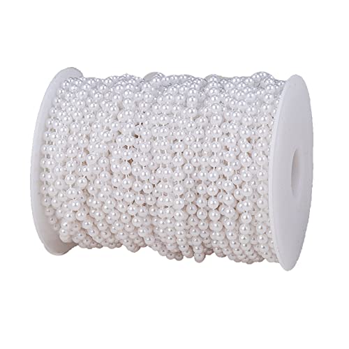 5mm Crafts Faux Pearl Beads Garland Pearl Bead Roll Strand of Pearls to Decorate Floral Centerpieces Wedding Party Favor Christmas Tree(99Feet White) - color: White, size: 5 mm
