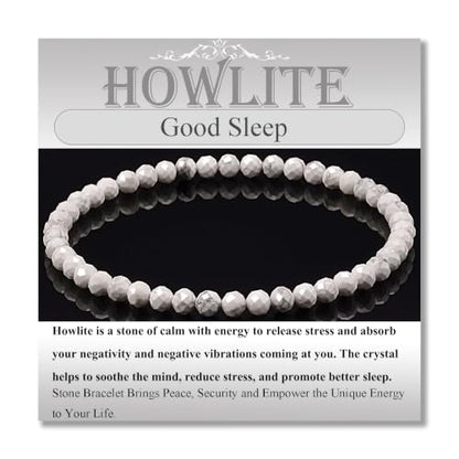 MASSIVE BEADS Natural Genuine Gemstone Beads Healing Crystal Chakra Reiki Jewelry Faceted Round Beads Bracelets 3mm - color: Howlite
