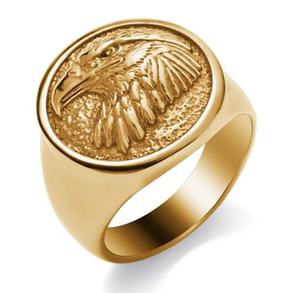 Mens Signet Ring Stainless Steel Lion Eagle Head Statement Rings Jewelry for Men Size 8/9/10/11/12/13 - style: Eagle