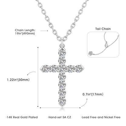 Cross Necklace for Women, Silver Cross Pendant Necklaces | 14K Gold Plated, Dainty CZ Cross Necklace, Non Tarnish and Hypoallergenic Jewelry for Women, Christian Religious Faith Gifts - color: 06-Silver-White