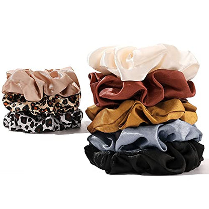Scrunchies Hair Ties Silk Satin Scrunchy - Hair Elastics Bands Ponytail Holder Pack of Neutral Scrubchy Hair Accessories Women Girls - color: Satin Mixed color