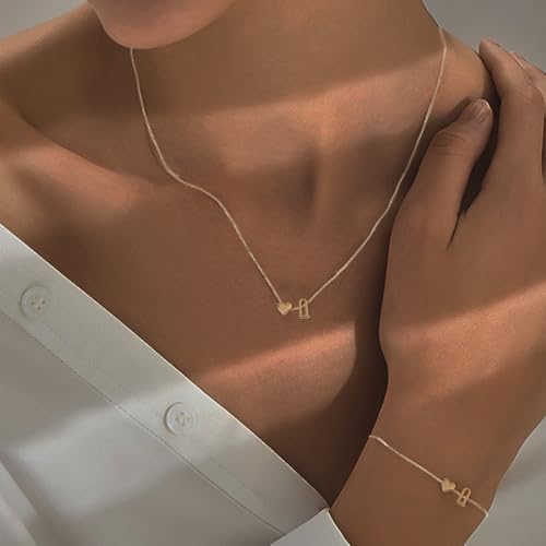 Gold Bracelets For Women Heart Initial Letter Pendant Necklace and Bracelet Set Personalized Jewelry Sets for Women Birthday Gifts for Mom Her Daughter Initial Necklace 14K Silver Plated - style: Gold-Q