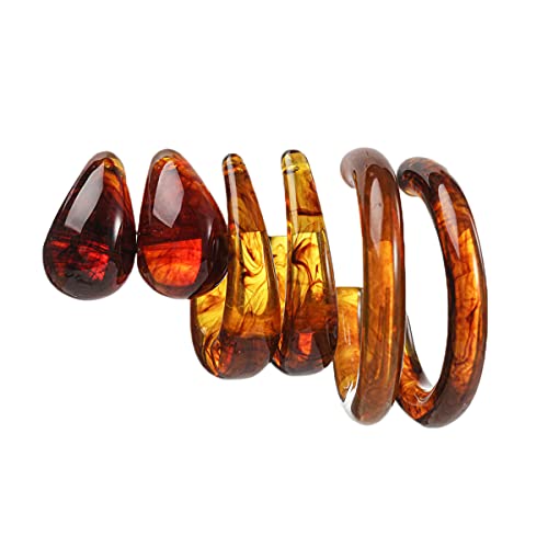3Pairs Lightweight Minimalist Vintage Polished Teardrop Waterdrop C Shape Circle Round Cuff Acrylic Resin Hoop Earrings Colorful Thick Chunky Wide Thin Acetic Acid Earrinsg Set for Women - color: A brown