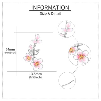 Ear Climbers Earrings for Women Sterling Silver Vintage Ear Crawler Earrings Jewelry Gifts for Women - style: Cherry Blossom