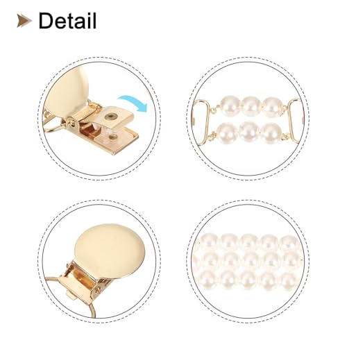 uxcell Sweater Clips Cardigan Collar Clips Faux Pearl Dress Clips Back Cinch Clips for Women 2 Style(Gold, White)