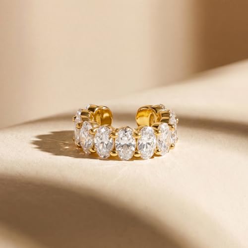 Gold Ear Cuff for Women Non Piercing | Cuff Earrings, 14K Gold Plated, Colorful Cubic Zirconia Pave, Pearl, Clover, Cartilage Earrings Trendy Jewelry, Single - color: Clear A