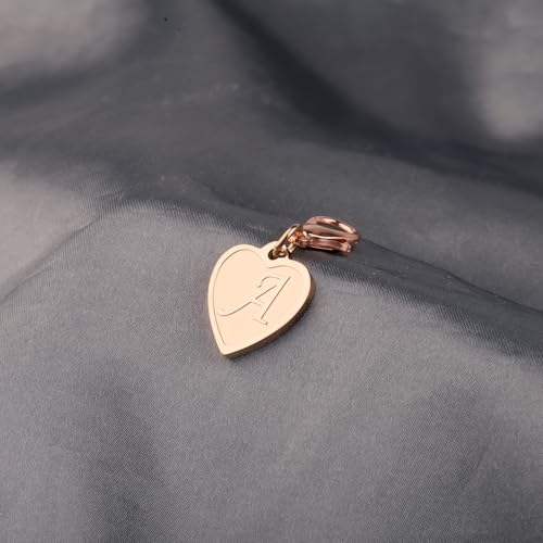 FAADBUK Initial Letter A-Z Alphabet Heart Charms for Jewelry Bracelet Keychain Necklace Initial Stainless steel Clasp Clip on Charm - color: intial A RG