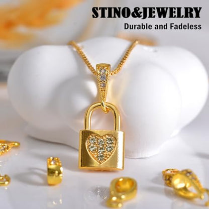 stino 10PCs Small Pendant Bail Clasps for Jewelry (18K Gold Plated) | 10 Pack, Jewelry Connectors, Necklace Bails ,Secure, Jewelry Making - color: 18K Gold Plated