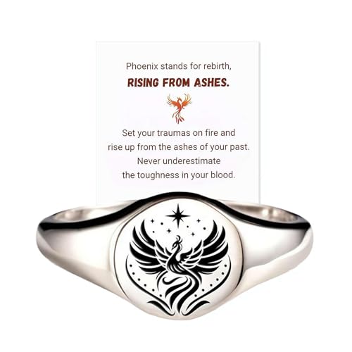 LIU JUN Rise From Ashes Phoenix Signet Ring Phoenix Ring Rise From Ashes Phoenix Signet Ring for Women Phoenix Ring for Women - color: Silver, size: 6